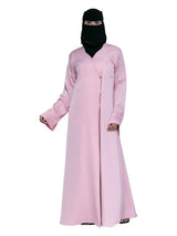 Pink Wrap-Front Abaya in Pink