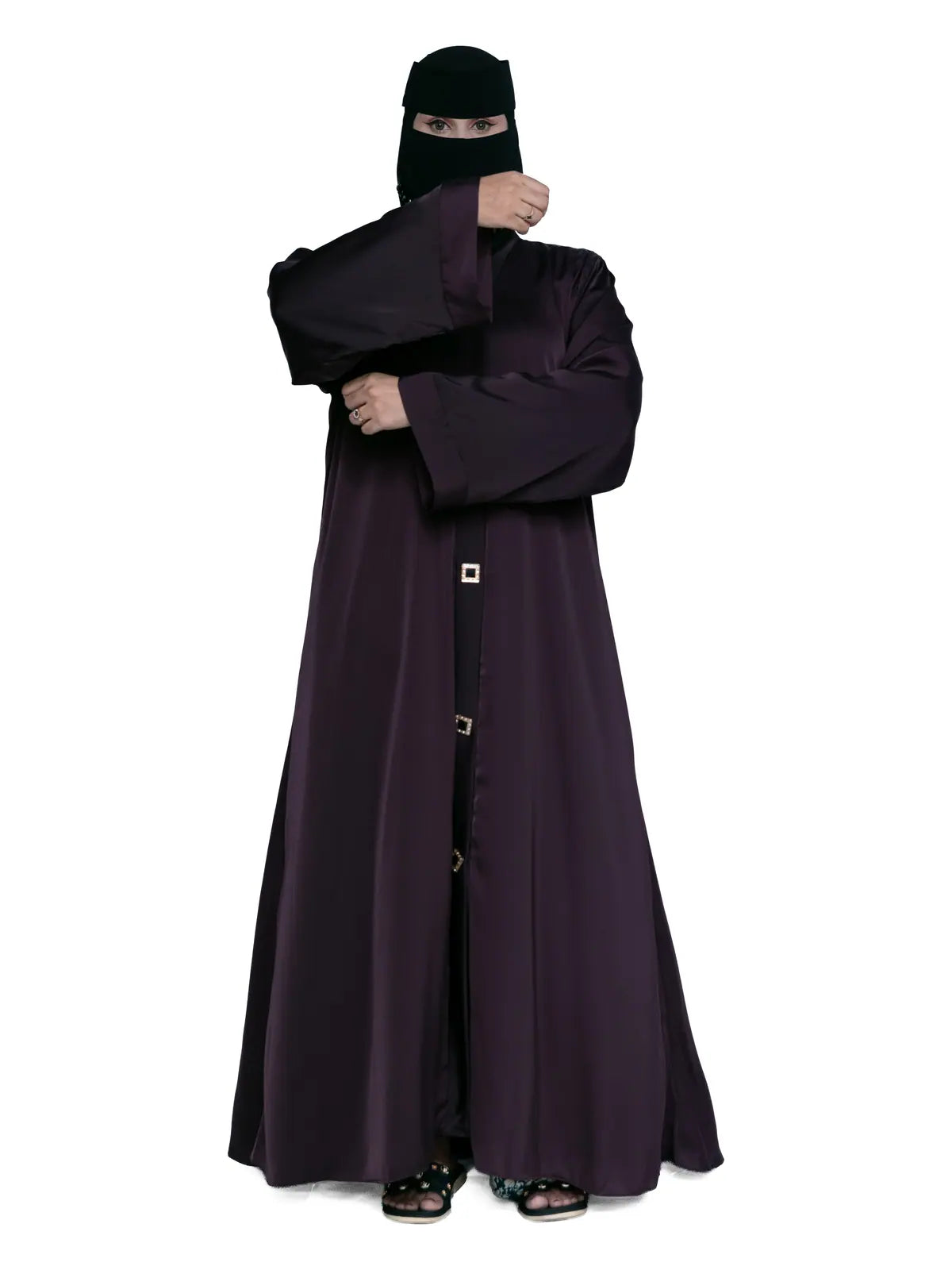 Bell-Sleeve Abaya in Aubergine