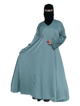 Teal Flared Wrap Abaya in Teal