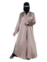 Champagne Satin Gold-Bar Abaya in Champagne