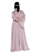 Satin Belted Abaya in Blush