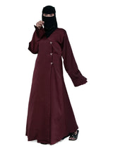 Wrap-Front Abaya in Burgundy