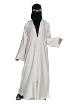 Hooded Button Abaya in Cream