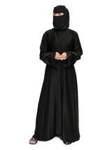 Black Lace-Cuff Abaya in Black
