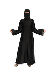 Premium Black Abaya with Embellished Niqab Set