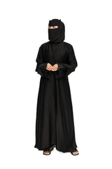Premium Black Abaya with Embellished Niqab Set