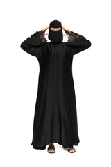 Premium Black Abaya with Embellished Niqab Set