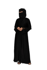 Premium Black Abaya with Embellished Niqab Set