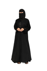 Premium Black Abaya with Embellished Niqab Set