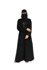 Premium Black Abaya with Embellished Niqab Set