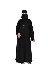 Premium Black Abaya with Embellished Niqab Set