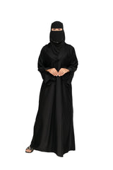 Premium Black Satin Abaya with Niqab Set