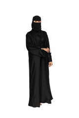 Premium Black Satin Abaya with Niqab Set