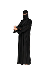 Premium Black Satin Abaya with Niqab Set