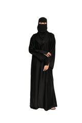 Premium Black Satin Abaya with Niqab Set