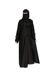 Premium Black Satin Abaya with Niqab Set