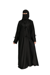 Premium Black Satin Abaya with Niqab Set