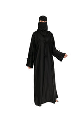 Premium Black Satin Abaya with Niqab Set
