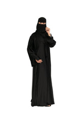 Premium Black Satin Abaya with Niqab Set
