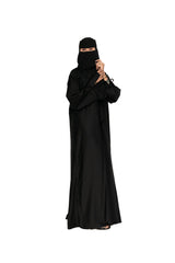 Premium Black Satin Abaya with Niqab Set