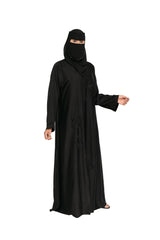 Premium Black Floral Hand Work Abaya with Niqab Set