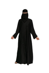Premium Black Floral Hand Work Abaya with Niqab Set