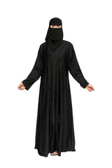 Premium Black Floral Hand Work Abaya with Niqab Set