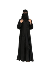 Premium Black Floral Hand Work Abaya with Niqab Set