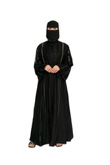 Premium Black Gold Work Abaya with Niqab Set