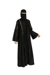 Premium Black Gold Work Abaya with Niqab Set
