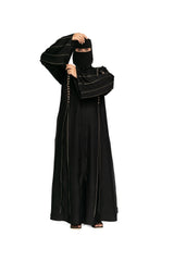 Premium Black Gold Work Abaya with Niqab Set