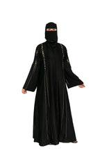 Premium Black Gold Work Abaya with Niqab Set