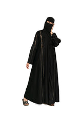 Premium Black Gold Work Abaya with Niqab Set